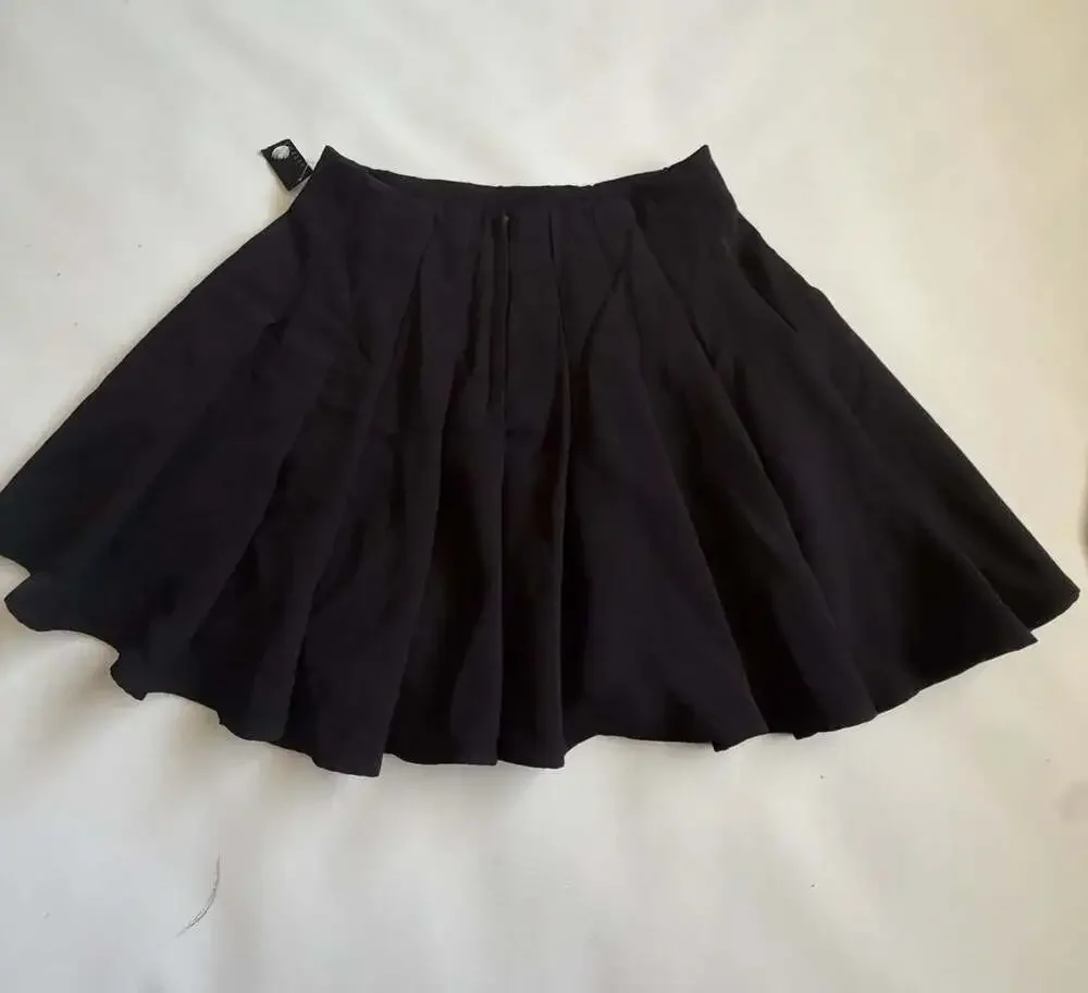 Black Skater Skirt M Flare A-Line Mini School Girl Y2K High Waisted Skirt